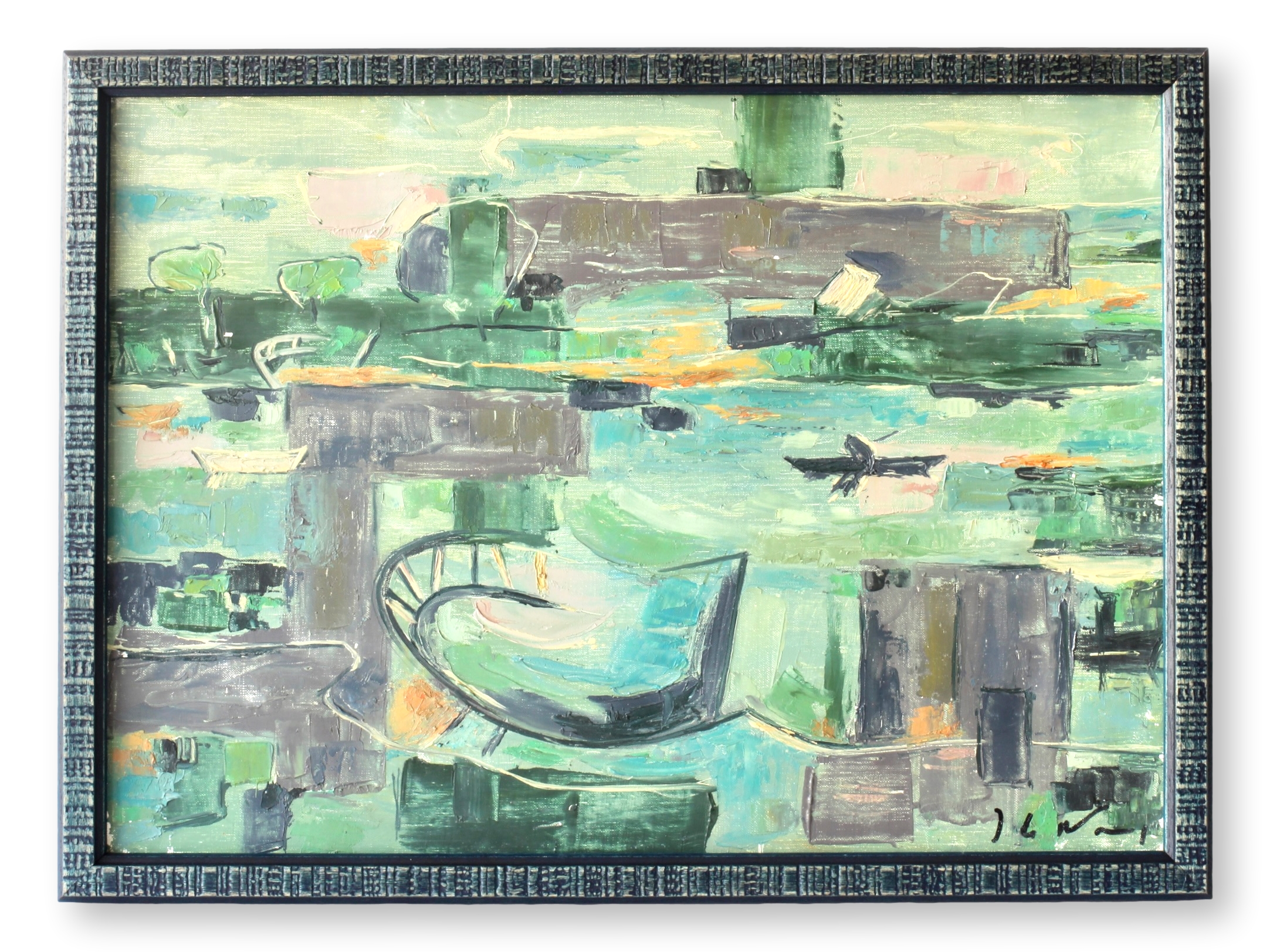 Midcentury French Abstract Landscape~P77705523