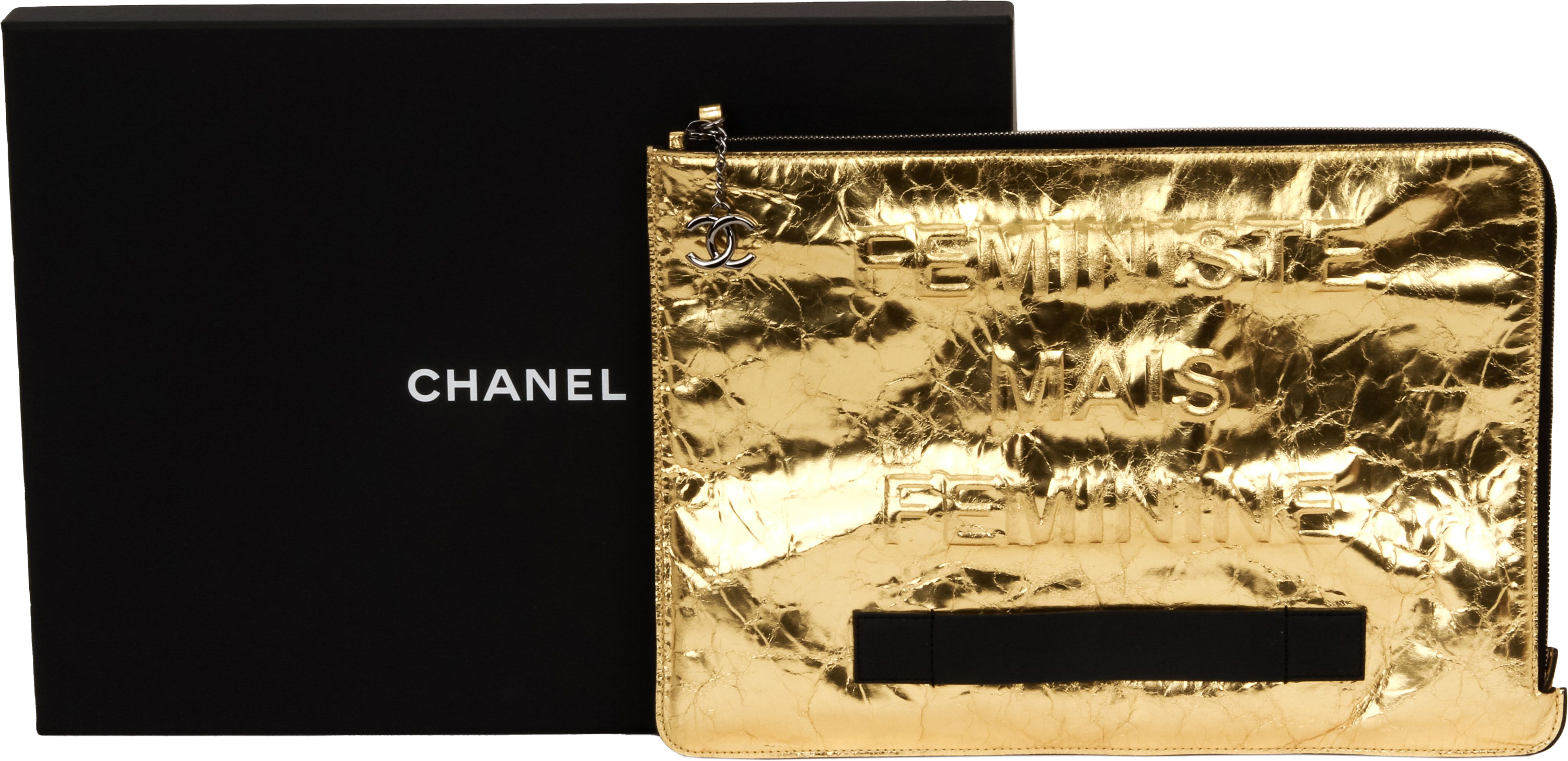 Chanel Oversize Gold Leather Clutch~P77633334
