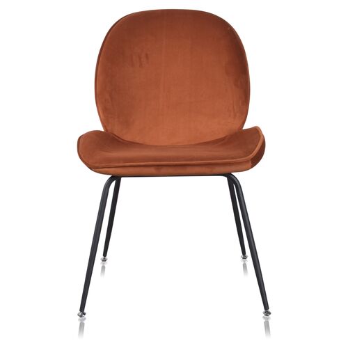 S/2 Dauphine Side Chairs, Burnt Orange Velvet~P77579140