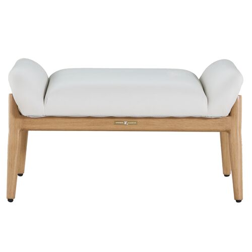 Palma N-Dura Resin Wicker Outdoor Ottoman, Natural/Linen Palma N-Dura Resin Wicker Outdoor Ottoman, Natural/Linen