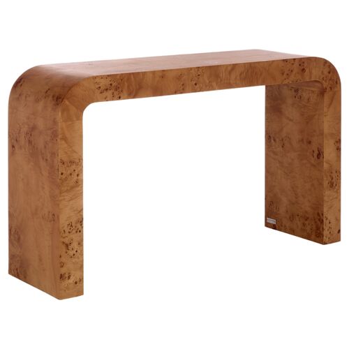 Shyra Burl Veneer Waterfall Console Table, Walnut Shyra Burl Veneer Waterfall Console Table, Walnut