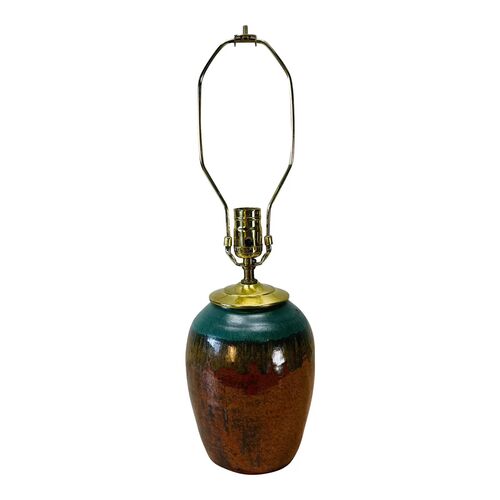 Brown &amp; Green Pottery Table Lamp~P77654103
