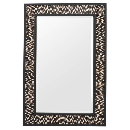 Porcupine Quill Rectangle Wall Mirror, Black~P77639201