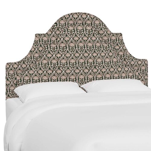 Kennedy Arched Headboard, Army/Blush Floral Blockprint