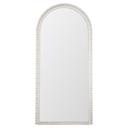 Belle Beaded Large Floor Mirror, Distressed White~P111115482