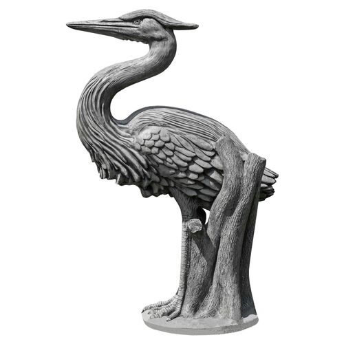 36" Heron Outdoor Statue, Alpine Stone~P77435554