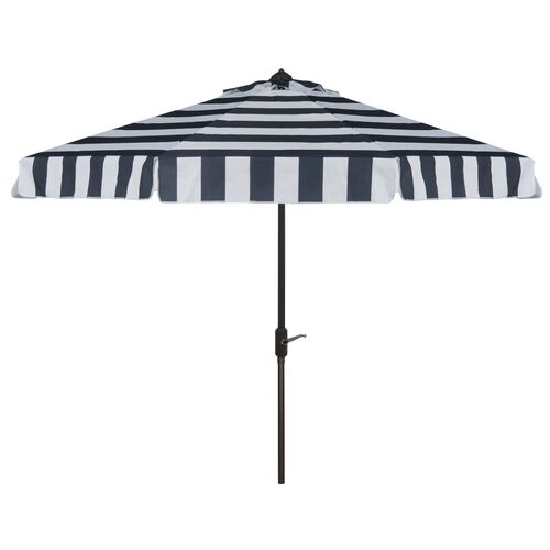 Rita Round Outdoor Patio Umbrella, Navy/White Stripe~P77647848