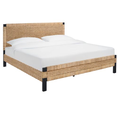 Dravenir Woven Banana Stem Bed, Natural/Black Dravenir Woven Banana Stem Bed, Natural/Black