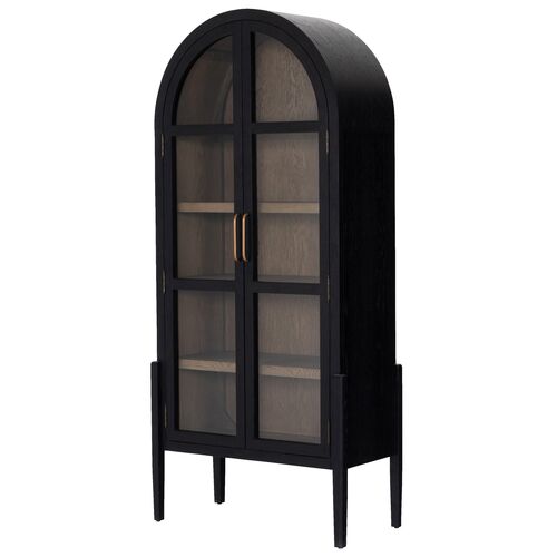 Talia Arched Cabinet, Drifted Black~P77612972