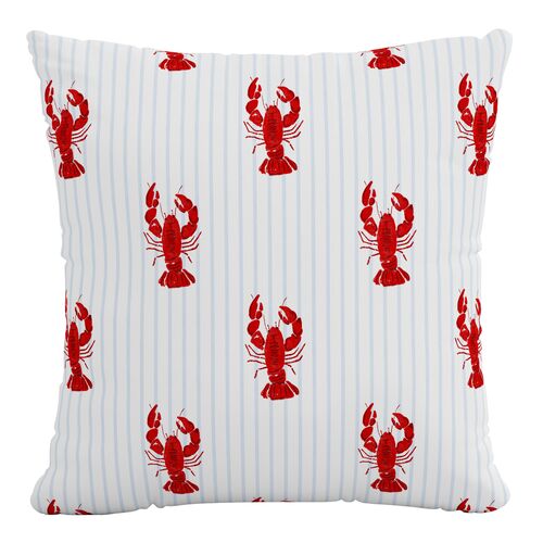 Bar Harbor Lobster Stripe Outdoor Pillow, Red/White Bar Harbor Lobster Stripe Outdoor Pillow, Red/White