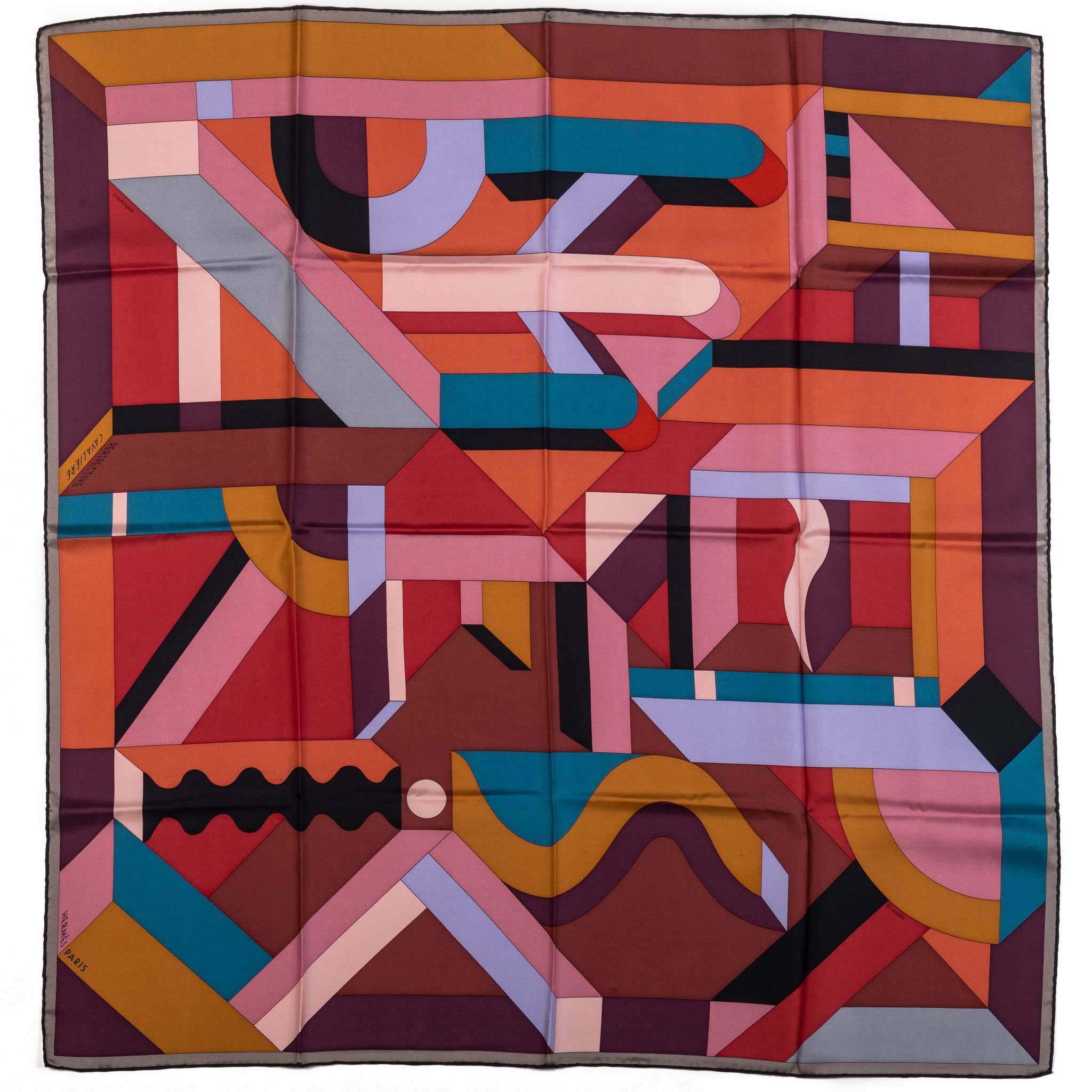 Hermès Geometric Multicolor Silk Scarf~P77616392