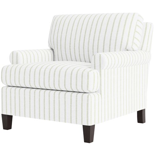 Foster Chair, Lily Pond Linen Weave Stripe