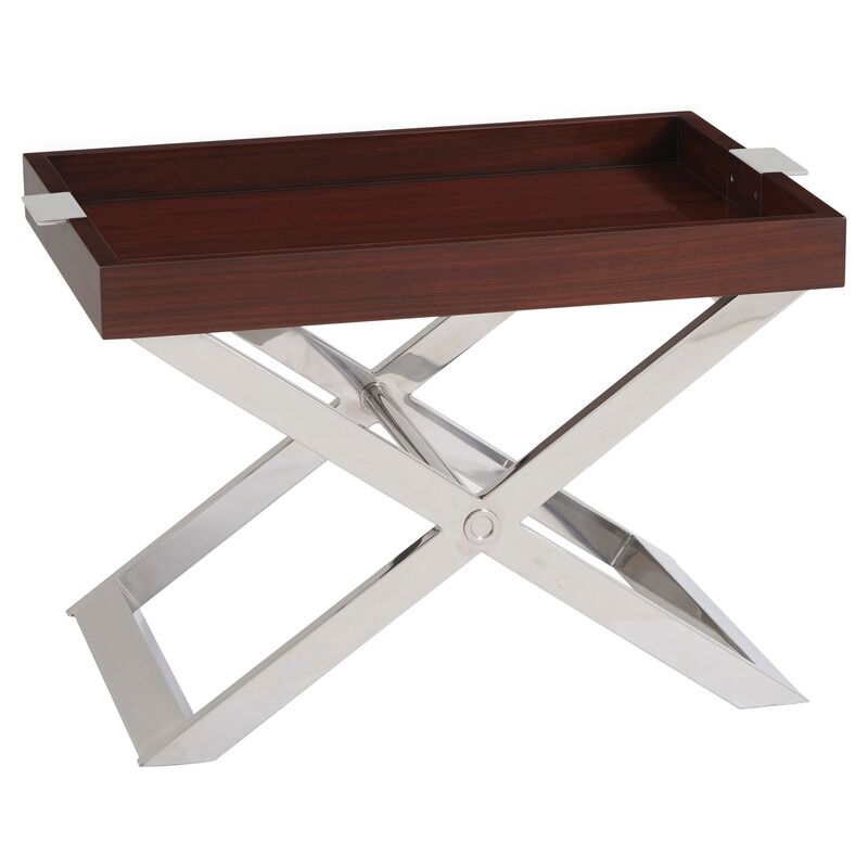 Pierce Tray Table, Penthouse Rosewood/Silver