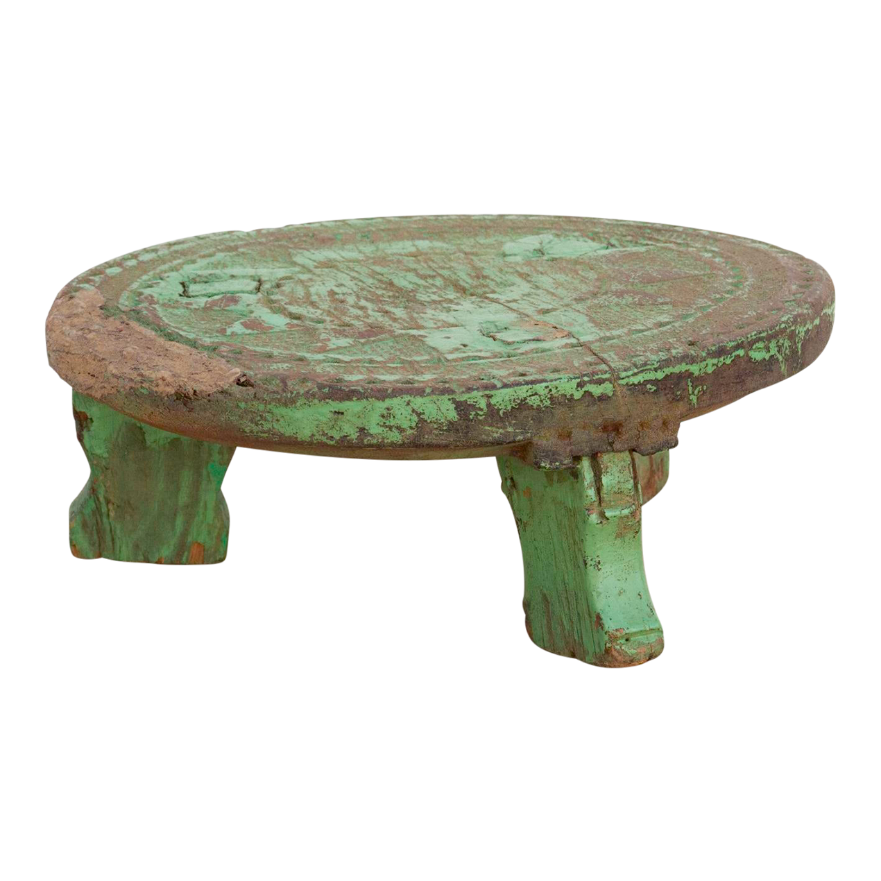 Indian Ceremonial Carved Low Bajot Table~P77668244