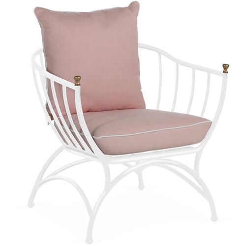 Frances White Accent Chair, Blush Pink~P77601873