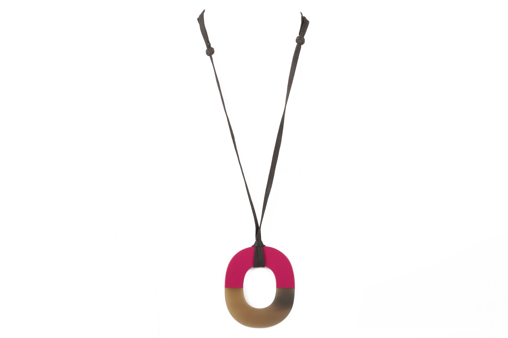 Hermes Fuchsia & Horn Pendant Necklace~P77661081
