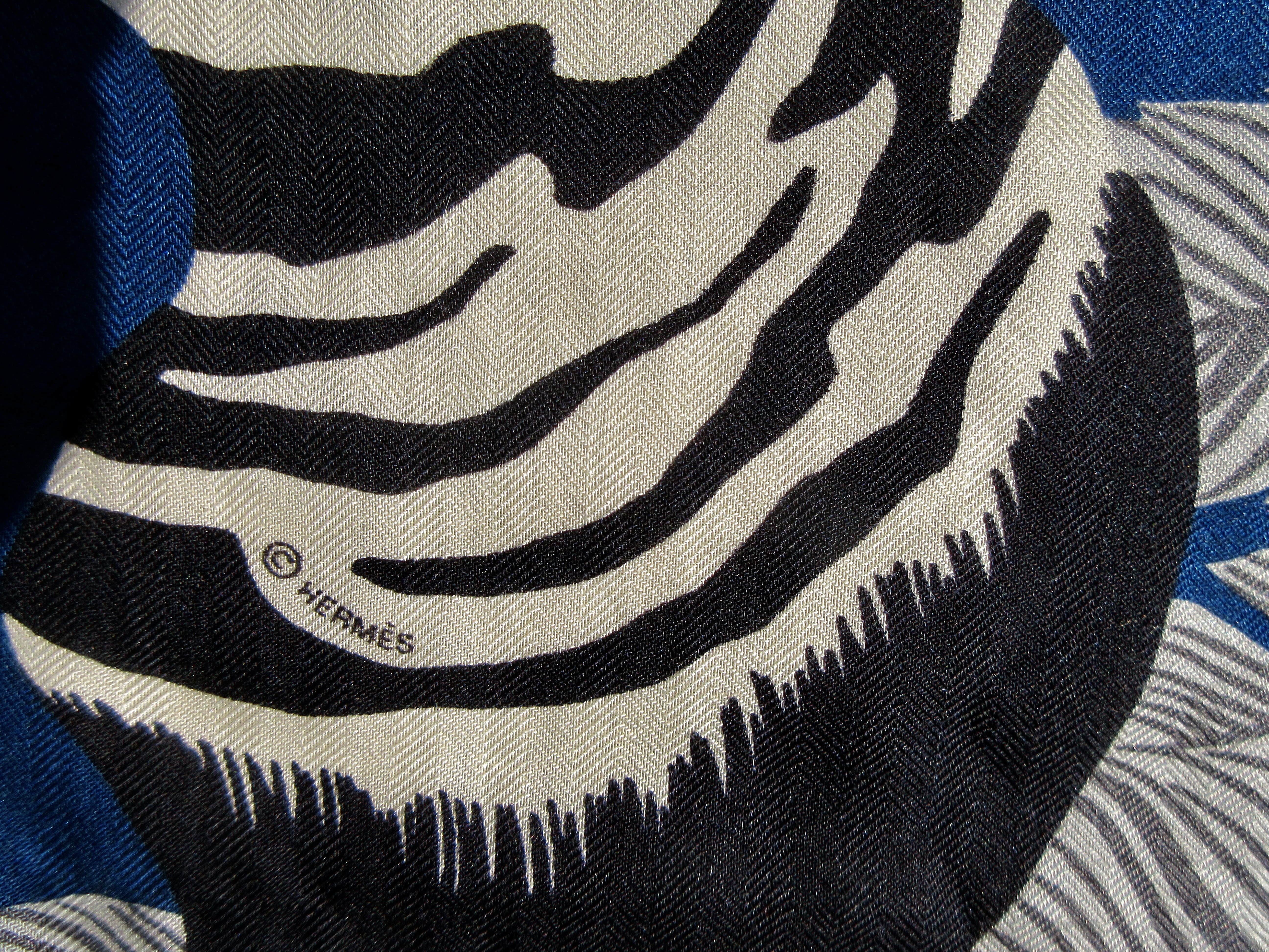 Hermes Zebra Pegasus Cashmere Shawl wBox