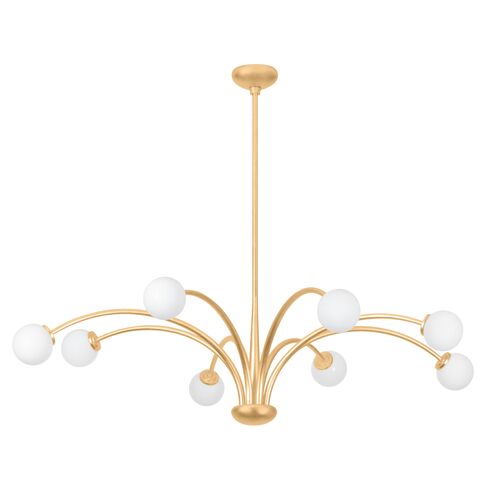 Orinda Chandelier, Vintage Gold Leaf/Seeded Opal