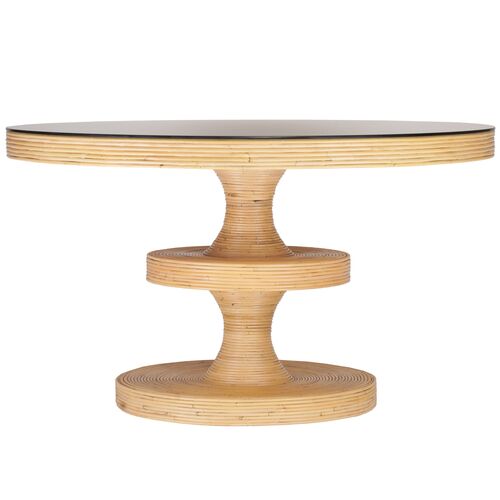 Zeke Round Rattan Dining Table, Natural