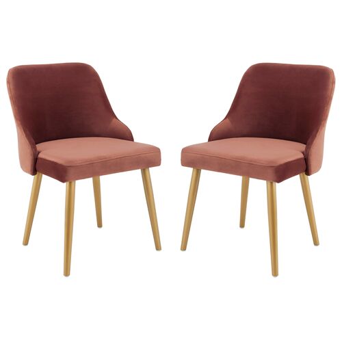 S/2 Andover Side Chairs, Dusty Rose Velvet~P65809372