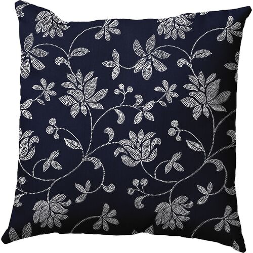 Floral Outdoor Pillow, Navy Blue~P77223452