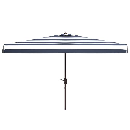 Rita Rectangle Outdoor Patio Umbrella, Navy/White Stripe~P77647850