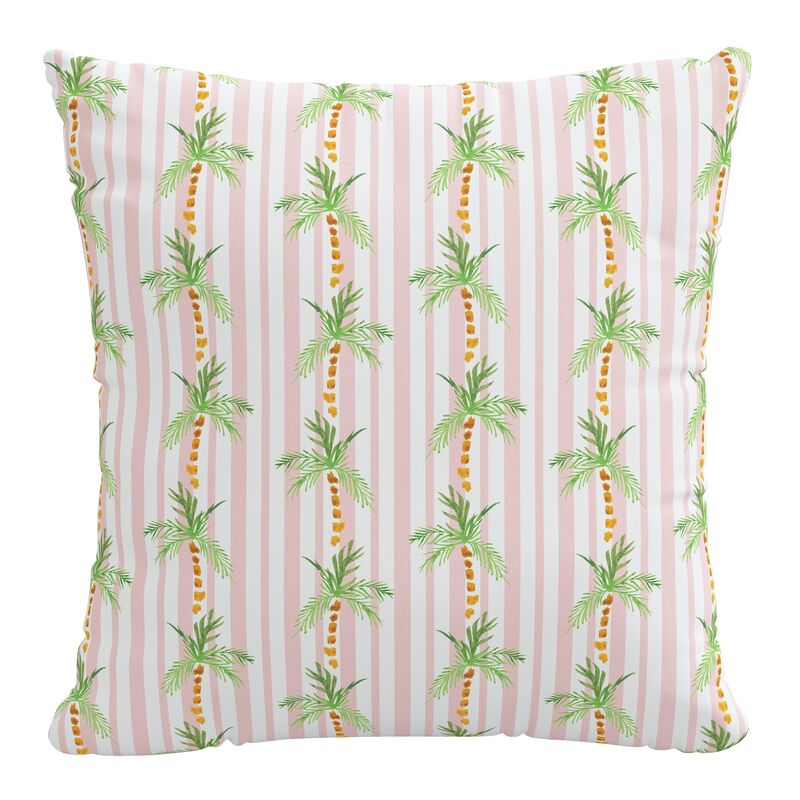 Palm Tree 20x20 Pillow, Pink Stripe