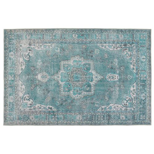 Kate Lester by Tamara Medallion Rug, Teal Kate Lester by Tamara Medallion Rug, Teal