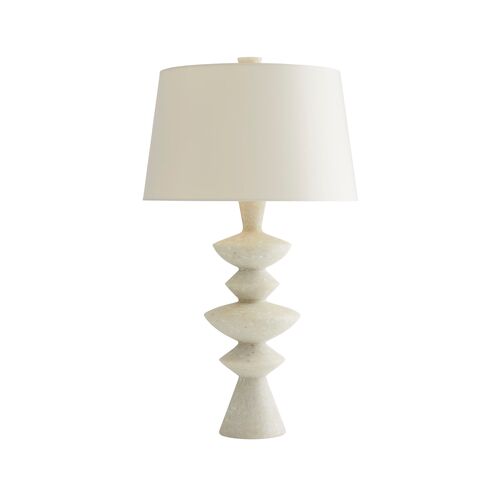 Jillian Glass Stone Table Lamp, White