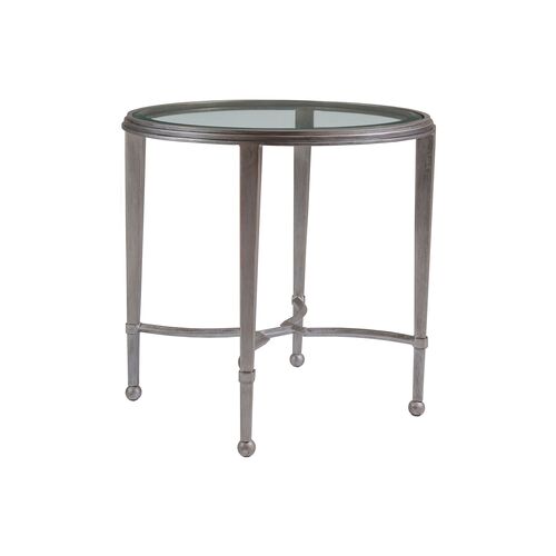 Sangiovese Round Side Table, Argento Silver~P77443255