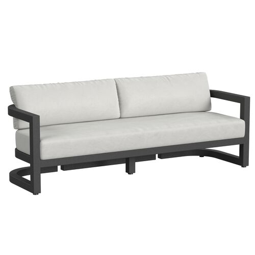 Halana Outdoor Aluminum 3-Seat Sofa, Black/Gray