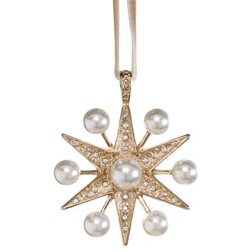 Pearl Star Ornament, Gold/Platinum~P77504332