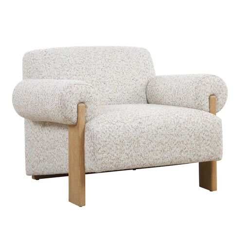 Silvia Textured Boucle Accent Chair, Ivory/Taupe