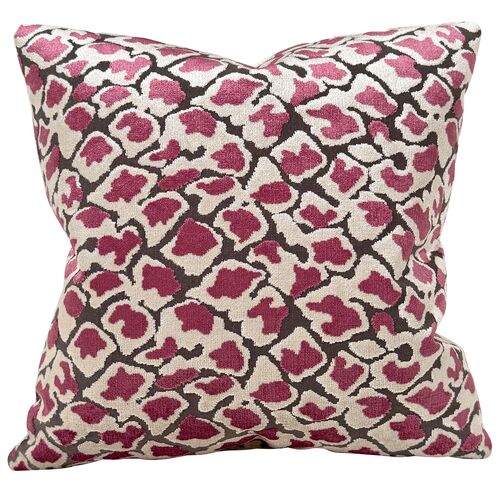 Leo 20x20 Velvet Pillow, Pink/Cream