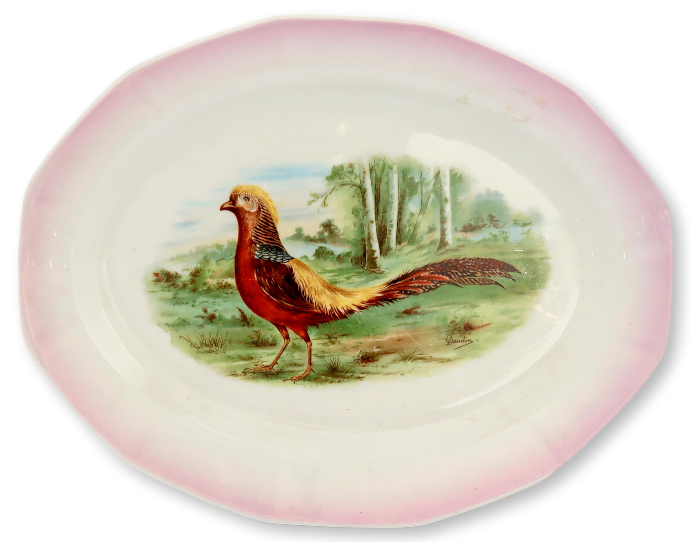 English Pheasant Platter w/Pink Rim~P77662630