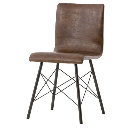 Micah Side Chair, Distressed Brown~P77600040