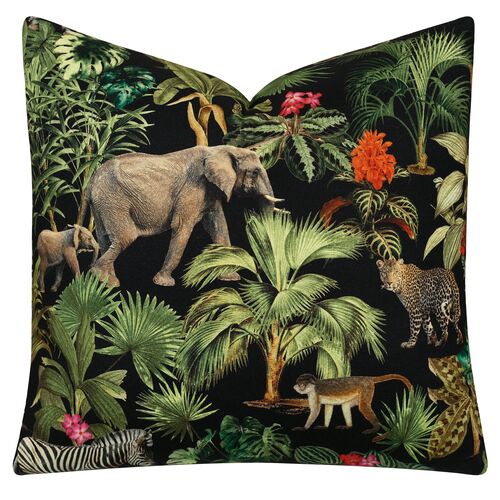 Mowgli Jungle Pillow, Black/Multi