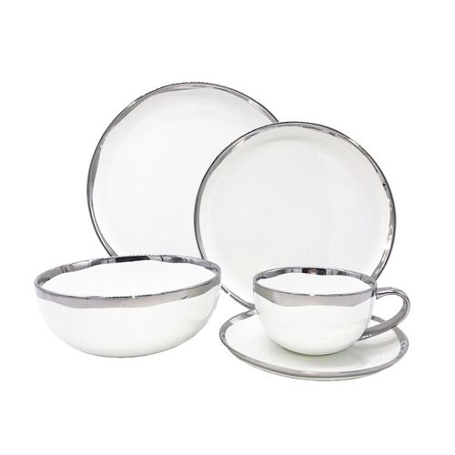 Dauville 5-Piece Place Setting, Platinum Rim