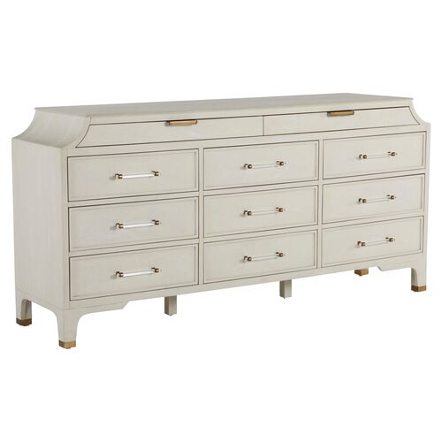 Alexandra 11-Drawer Dresser, Cerused White/Brass~P111111626