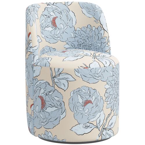 Cora Dining Swivel Chair, Icy Blue Floral