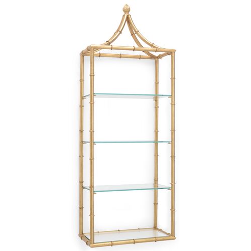 Pagoda Iron Wall Shelf, Gold