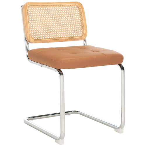 S/2 Kresten Rattan Leather Dining Chairs, Cognac/Natural S/2 Kresten Rattan Leather Dining Chairs, Cognac/Natural
