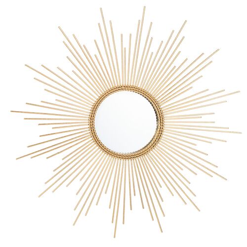 Erys Iron Sunburst Wall Mirror, Gold