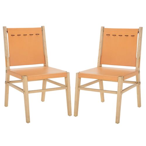 S/2 Fenara Leather Dining Chairs