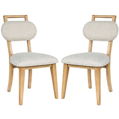 S/2 Alencon Boucle Dining Chairs, Chestnut Elm/Tauple S/2 Alencon Boucle Dining Chairs, Chestnut Elm/Tauple