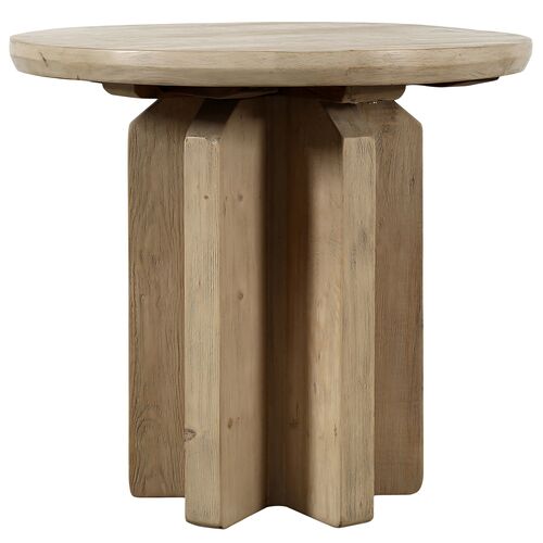 Jovie Round Side Table, Natural Reclaimed Pinewood