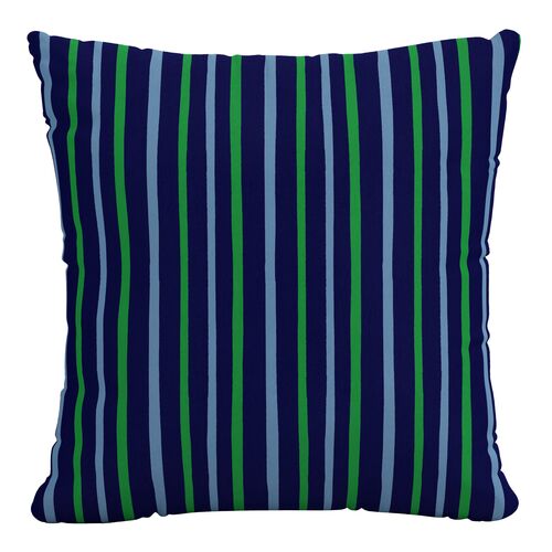 Jaen Waverly Stripe Outdoor Pillow, Blue/Kelly Green Jaen Waverly Stripe Outdoor Pillow, Blue/Kelly Green