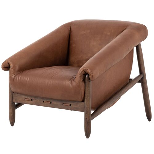 Kennedy Leather Accent Chair, Sienna