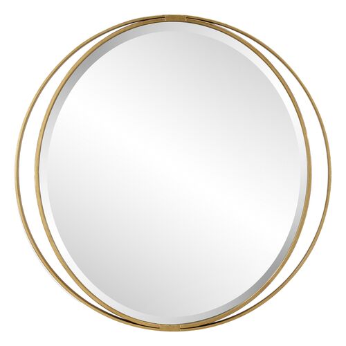 Selena 36" Round Wall Mirror, Gold
