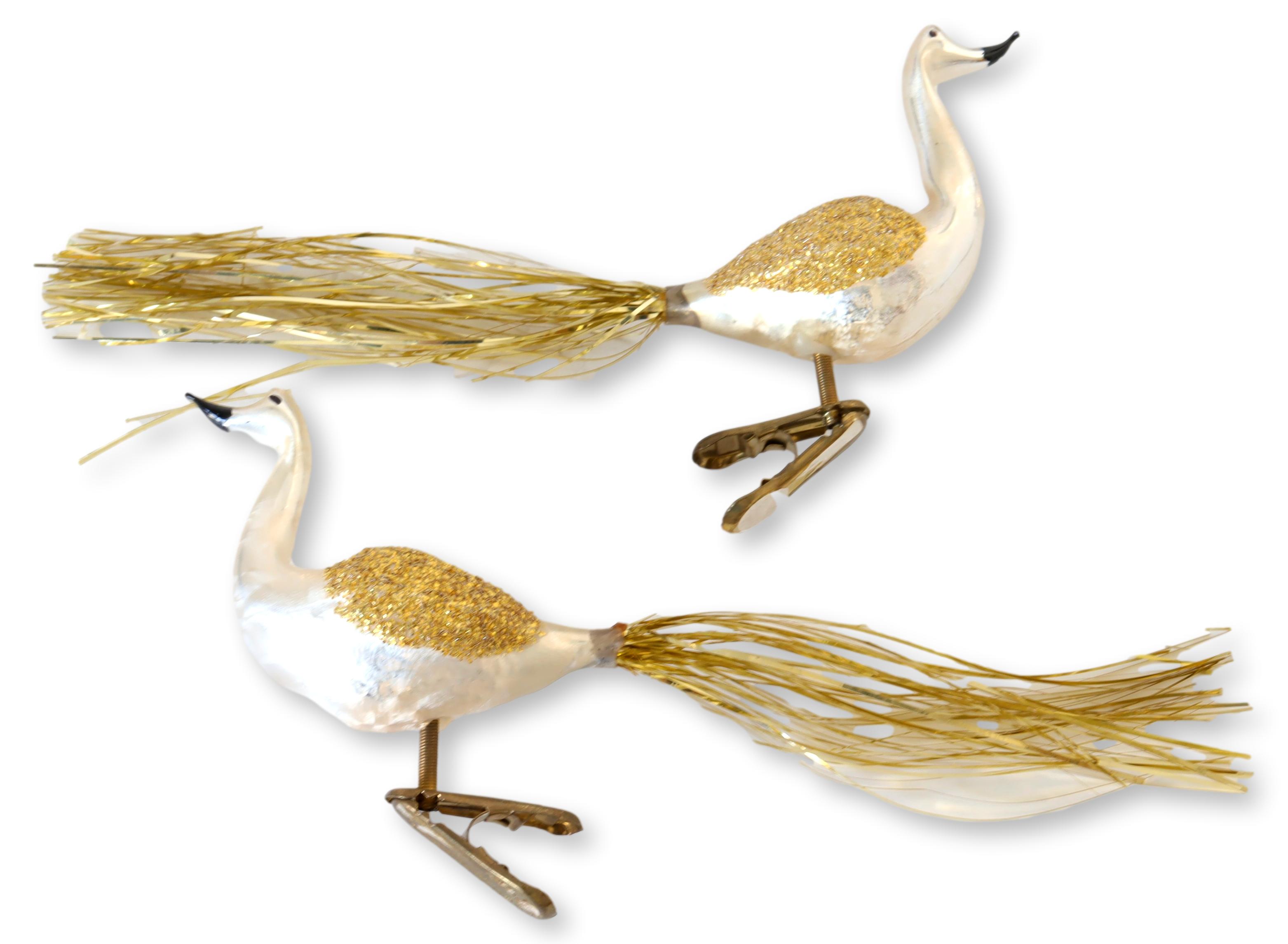 1960s Mercury Glass Bird Ornaments, Pair~P77662646